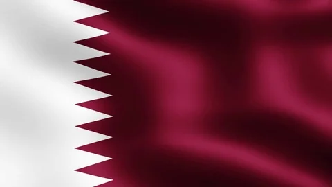 Flag of Qatar, fluttering in the wind. 3D rendering. Looping video. Stock Footage 76808606