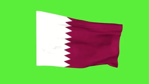 Flag of Qatar on a green screen. 3D animation. Stock Footage 251459936