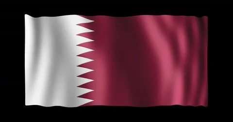 Flag of Qatar, long ratio (2:1), seamless loop animation Stock Footage 84837049