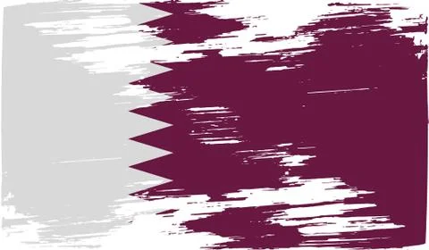 Flag of Qatar with old texture. Stock Photos