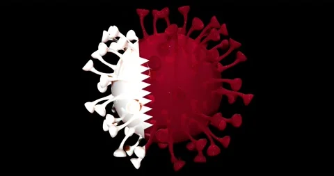 Flag of Qatar on Seamless looping 3D animation of the covid-19 Corona Virus Stock Footage 166463971