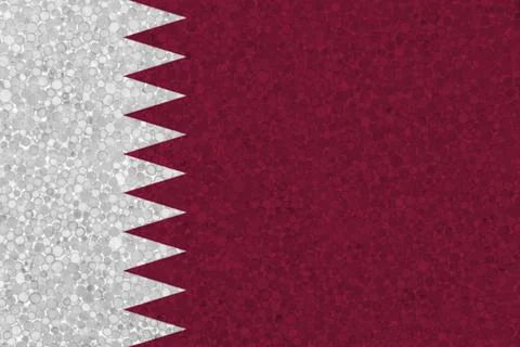 Flag of Qatar on styrofoam texture Stock Photos