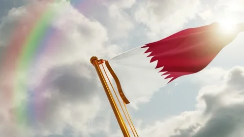 Flag of Qatar Waving, Realistic Animation, 4K UHD 60 FPS Slow-Motion Stock Footage 135965232