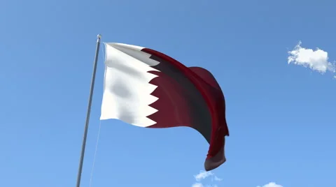The flag of Qatar Waving on the Wind. Stock Footage 48916858