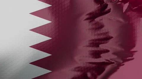 Flag of Qatar Waving in the wind, Qatar National flag wave, fabric texture, Stock Footage 237953672