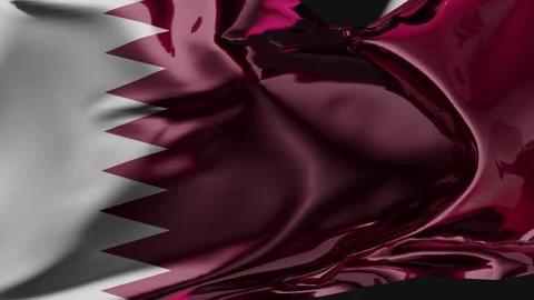 Flag of Qatar Waving in the wind, Qatar National flag wave, fabric texture Stock Footage 242205248
