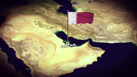 The Flag of Qatar on the World Map, Qatar map with flag 3d animation Stock Footage 306602150
