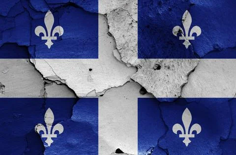 Flag of Quebec painted on cracked wall Stock Illustration