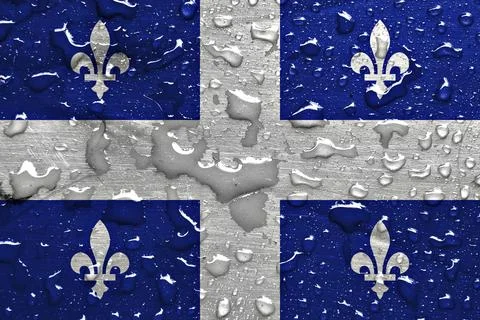 Flag of Quebec with rain drops Stock Illustration