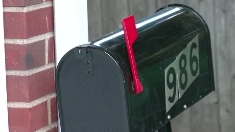 Flag raised on residential Mailbox 4K Stock Footage 196011570