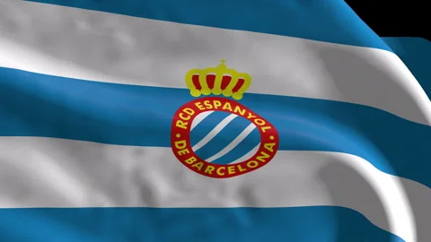 Flag with the RCS Espanyol team crest (Loop) Stock Footage 310746697