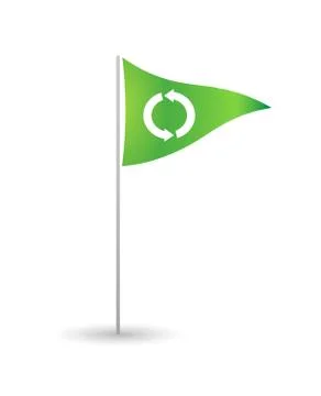 Flag with a recycle sign Stock Illustration