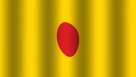 Flag with red circle on yellow background waving in the Stock Footage 338166190
