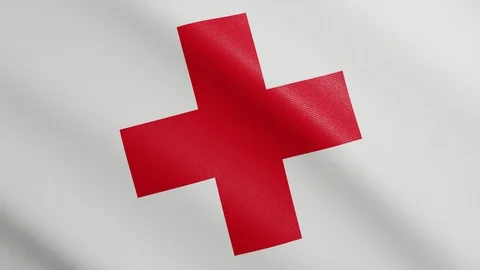 Flag of Red Cross with Realistic Fabric Texture Waving in the Wind Red Cross Video stock 127864367