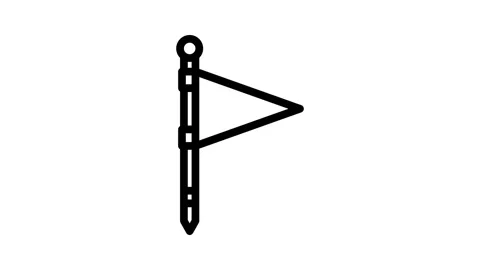 Flag red pointer map location line icon animation Stock Footage 326758859