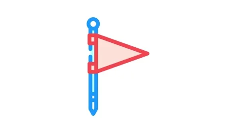 Flag red pointer map location color icon animation Video stock 327265837