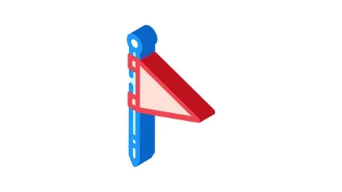 Flag red pointer map location isometric icon animation Stock Footage 327288506
