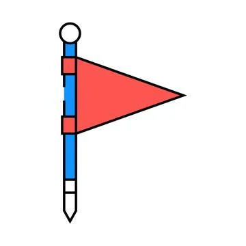 Flag red pointer map location icon color illustration Stock Illustration