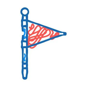 Flag red pointer map location icon doodle illustration 스톡 일러스트