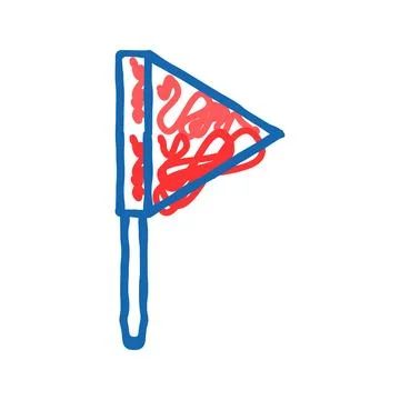 Flag red pointer map location icon doodle illustration Stock Illustration