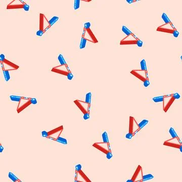 Flag red pointer map location isometric icon seamless pattern Stock Illustration