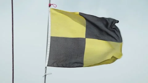 Flag on the referee's vessel of the regatta Stock Footage 183463316