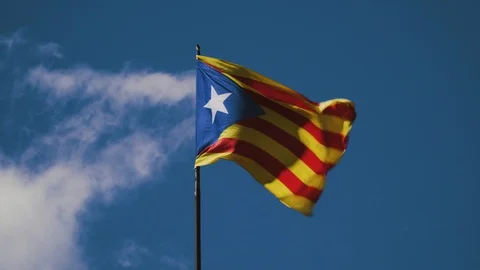 A flag of the Republic of Catalonia. Stock Footage 87914948