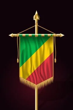 Flag of Republic of the Congo. Festive Vertical Banner. Wall Hangings with Go Stock Illustration