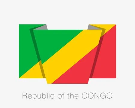 Flag of Republic of the Congo. Flat Icon Waving Flag with Country Name on Whi Stock Illustration