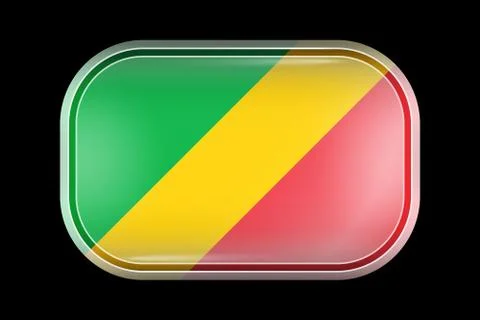 Flag of Republic of the Congo. Matted Vector Icon. Vector Rectangular Shape Stock Illustration