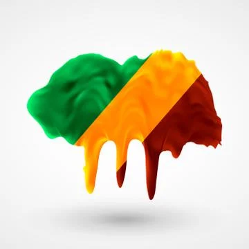 Flag Republic of Congo painted colors Stock Illustration