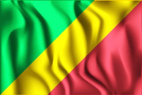 Flag of Republic of the Congo. Rectangular Icon. Waving Effect. Vector 스톡 일러스트