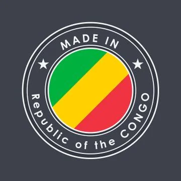 Flag of Republic of the Congo. Round Label with Country Name for Unique Natio Stock Illustration
