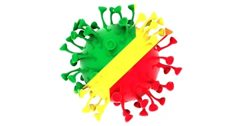 Flag of Republic of the Congo on Seamless looping 3D animation of Corona Virus Stock Footage 166461755