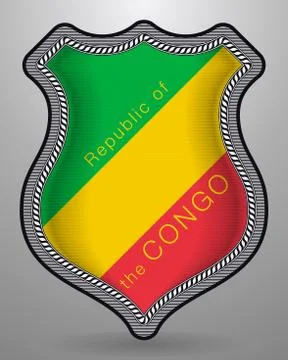 Flag of Republic of the Congo. Vector Badge and Icon with Country Name Stock Illustration