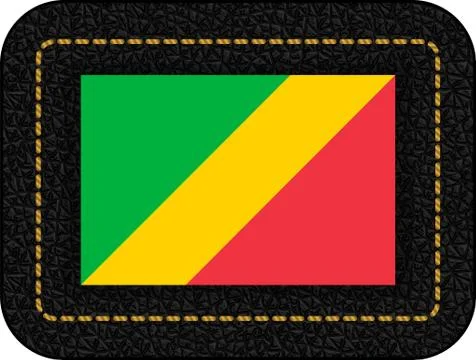 Flag of Republic of the Congo. Vector Icon on Black Leather Backdrop. Ratio 2 Stock Illustration