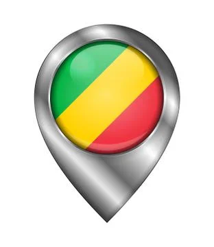 Flag of Republic of the Congo. Vector Sign and Icon. Location Symbol Shape. S Stock Illustration