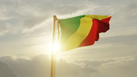 Flag of Republic of the Congo Waving, Animation, 4K UHD 60 FPS Slow-Motion Stock Footage 129433410