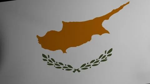 The flag of the Republic of Cyprus flutters in the wind. Fabric texture. Cg Stock Footage 241325754