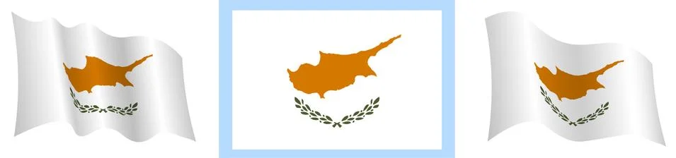 Flag of republic of Cyprus in static position and in motion, developing Stock Illustration