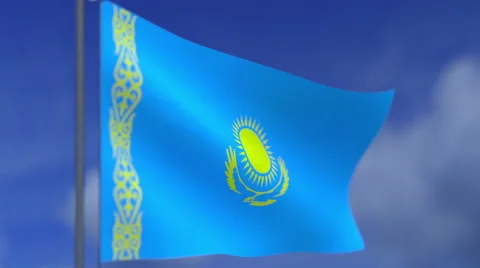 The flag of the Republic of Kazakhstan Stock Footage 61874483