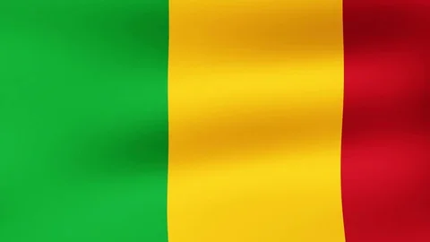 Flag of Republic of Mali, fluttering in the wind. 3D rendering. Looping video. Video stock 77485689