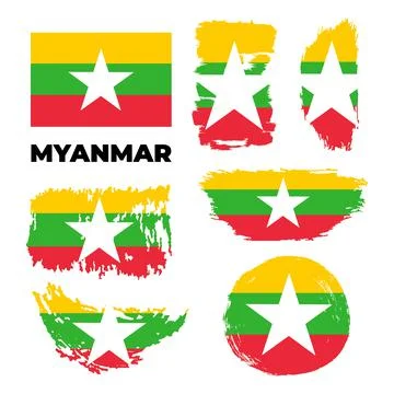 Flag of republic of Myanmar in static position Stock Illustration