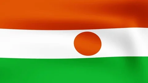 Flag of Republic of Niger, fluttering in the wind. 3D rendering. Looping video. Stock Footage 77501971