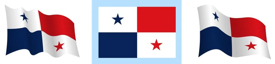 Flag of republic of panama in static position and in motion Illustrazione stock