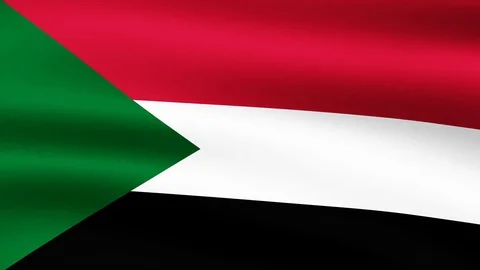 Flag Republic of Sudan, fluttering in the wind. 3D rendering. Looping video. Video stock 77482744