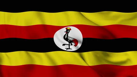 Flag of the Republic of Uganda gently waving in the wind Stock Footage 139961460