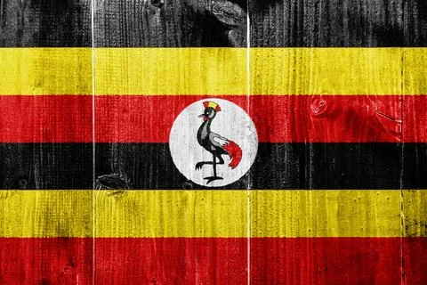 Flag of Republic of Uganda on a textured background. Concept collage. Foto stock