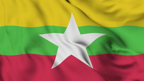 Flag of the Republic of the Union of Myanmar gently waving in the wind Video stock 140136341
