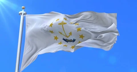 Flag of Rhode Island state, region of the United States - loop Stock Footage 85683869